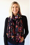 FLOWER LEAF SCARF - blk multi